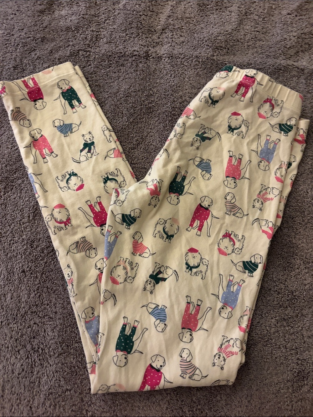 wonder nation Beige Pajama Pants with Pink, Green, Blue Dog Print